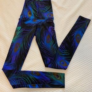 Emily Hsu High Waisted Peacock Print Legging Small